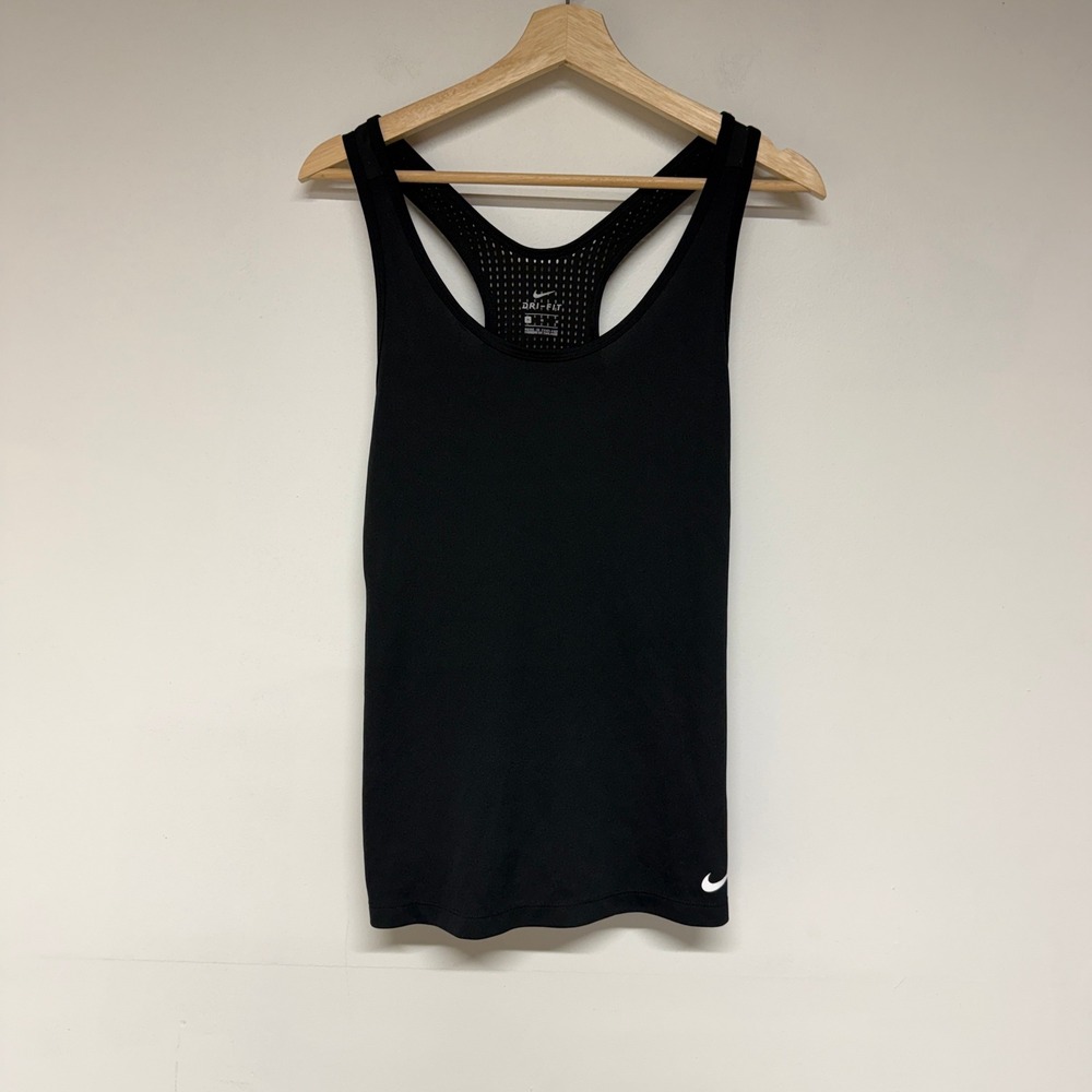 Nike Womens Size M Black Dri-FIT Racerback Mesh Back Running Training Tank Top